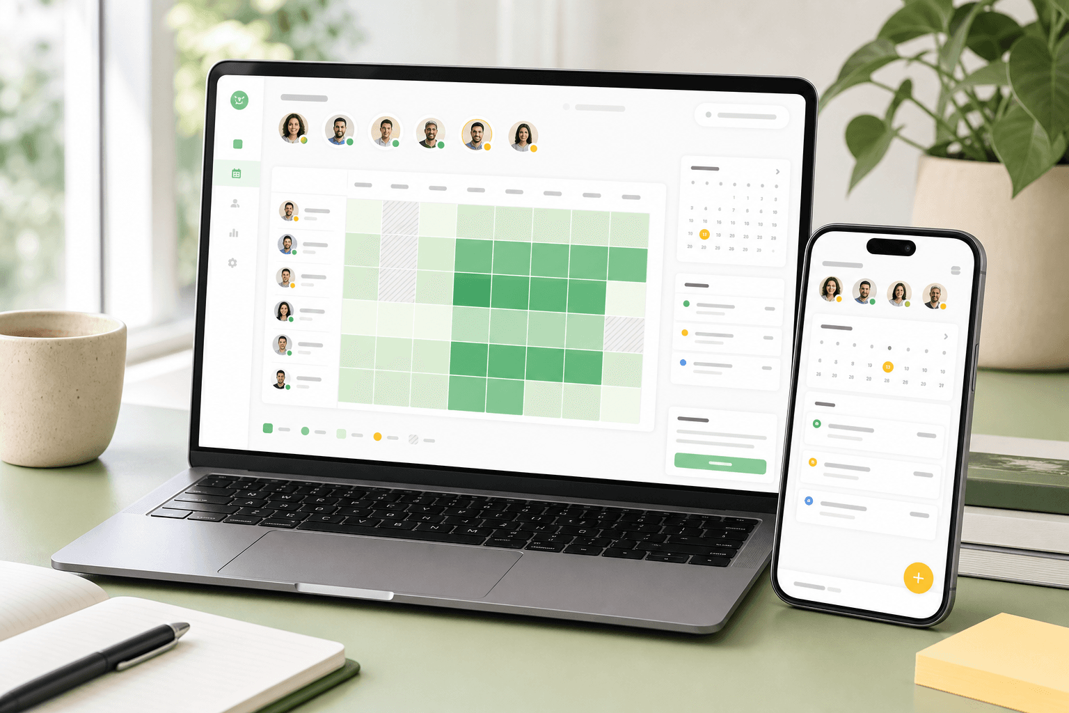 Mockup antarmuka Jadwalmu dengan grid jadwal